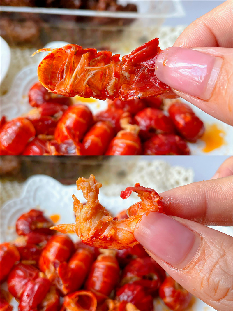 網(wǎng)友“蝦條蓋飯”在社交平臺(tái)曬出的周黑鴨小龍蝦蝦球。受訪者供圖