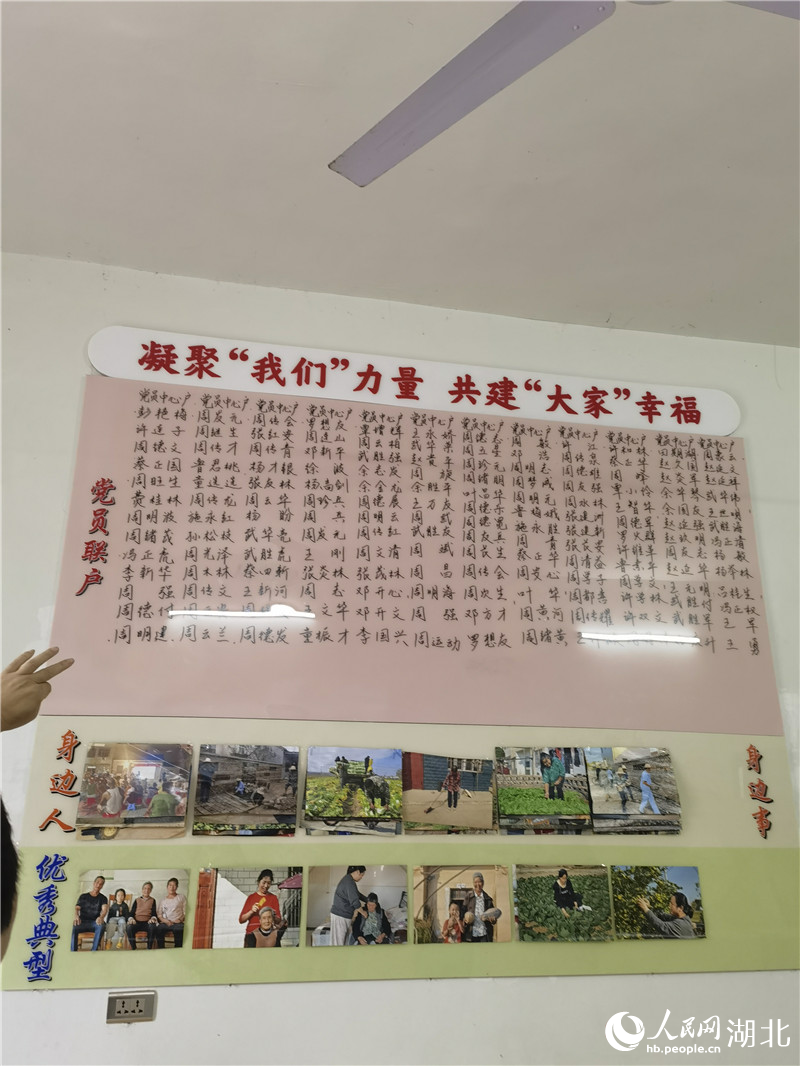 咸寧市嘉魚縣潘家灣鎮(zhèn)肖家洲村“黨員聯(lián)戶”公示。人民網(wǎng) 周雯攝