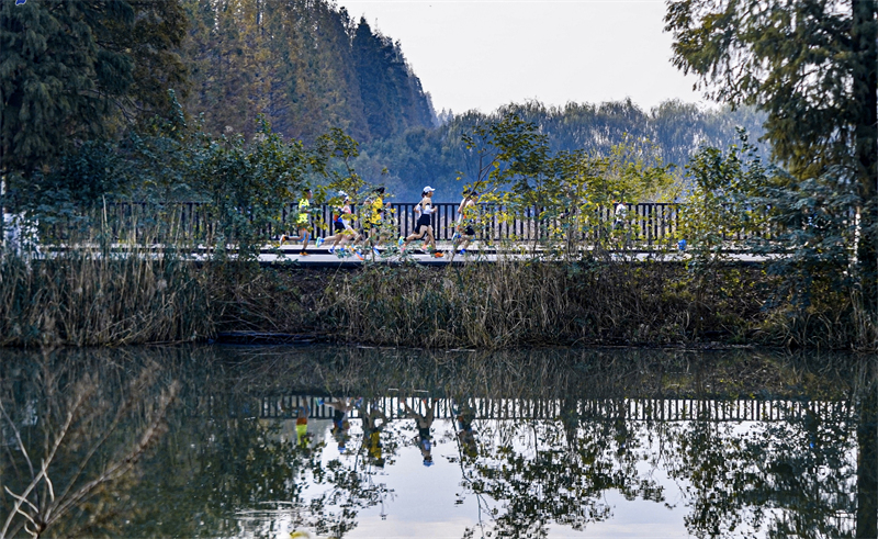 中國蝦谷·2023潛江返灣湖濕地馬拉松開跑。