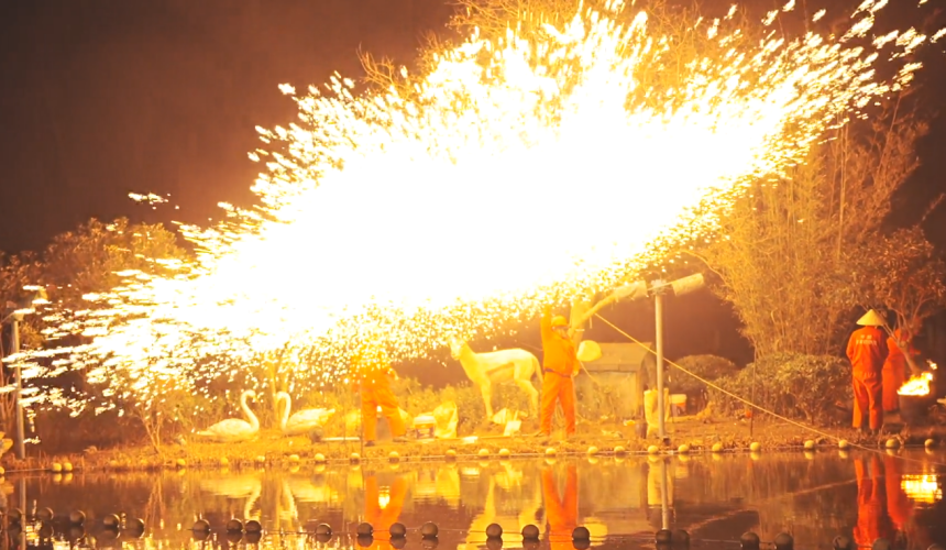 武漢黃陂區(qū)景區(qū)春節(jié)期間的非遺表演。魯明攝