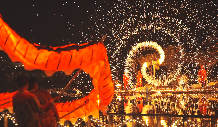 武漢黃陂區(qū)景區(qū)春節(jié)期間的非遺表演。魯明攝