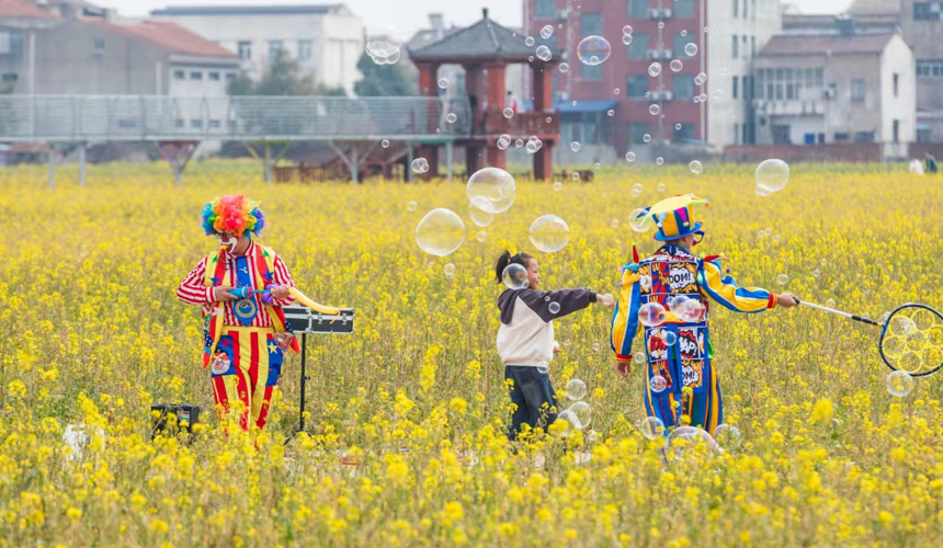 武漢蔡甸:知音故里油菜花節(jié)開幕 萬畝油菜花迎綻放【4】