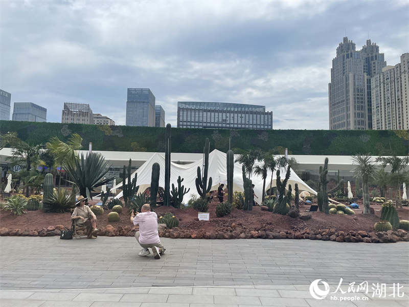 市民在特色露臺空間打卡拍照。人民網(wǎng)記者 周恬攝