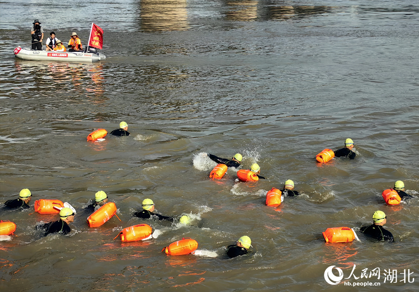 參賽者競渡長江。人民網(wǎng)記者 張穎攝