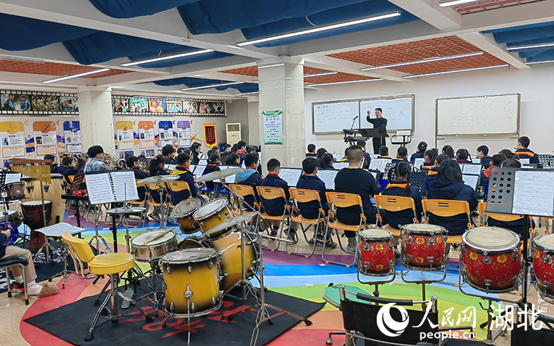武漢小學(xué)成立交響樂團(tuán)正在練習(xí)。人民網(wǎng)記者 郭婷婷攝