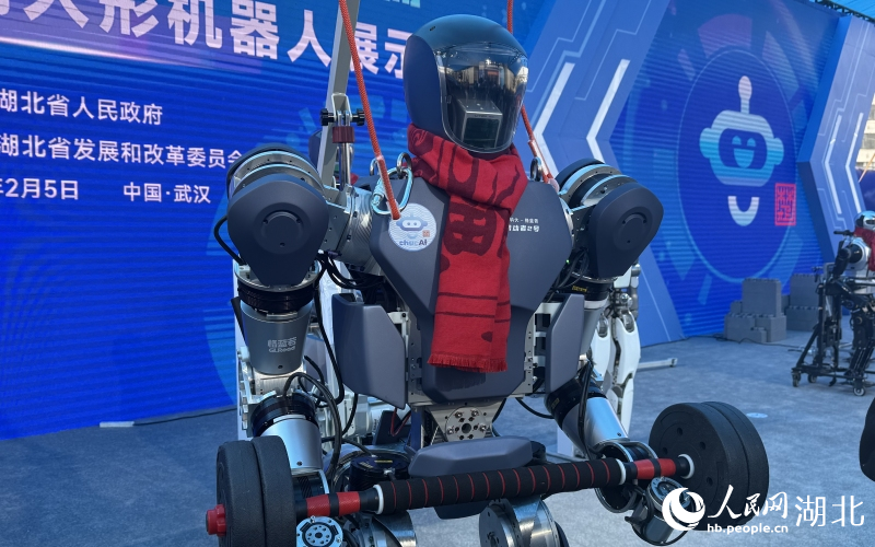 蛇年新春第一個工作日，“湖北造”人形機(jī)器人亮相。人民網(wǎng)記者 張沛攝