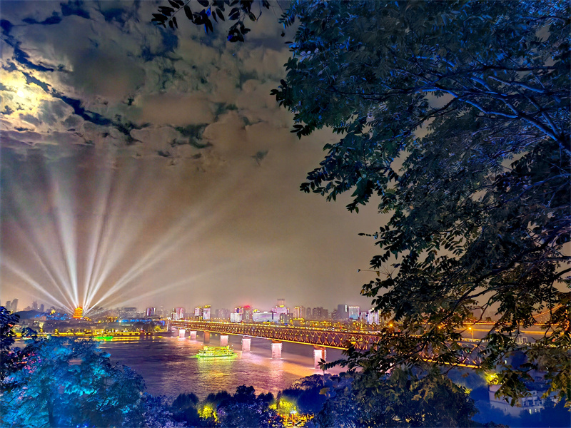 游客鏡頭里的武漢夜景。王迪博攝