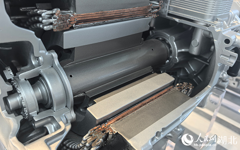 扁銅線電機(jī)展示。人民網(wǎng)記者 周雯攝