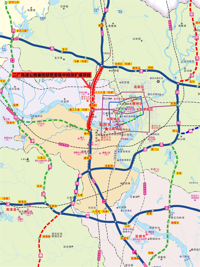 二廣高速公路襄陽郜營樞紐至隆中互通段改擴(kuò)建工程示意圖