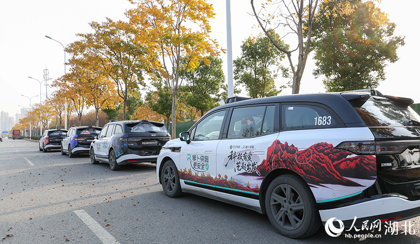 武漢殘疾藝術家作品“登上”無人駕駛車輛。人民網(wǎng)記者 郭婷婷攝