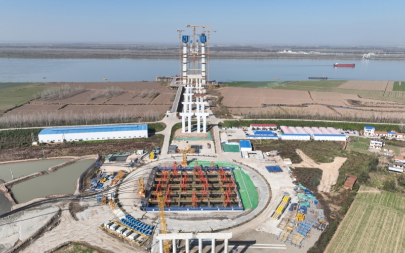 沉井下沉到位鳥瞰圖。