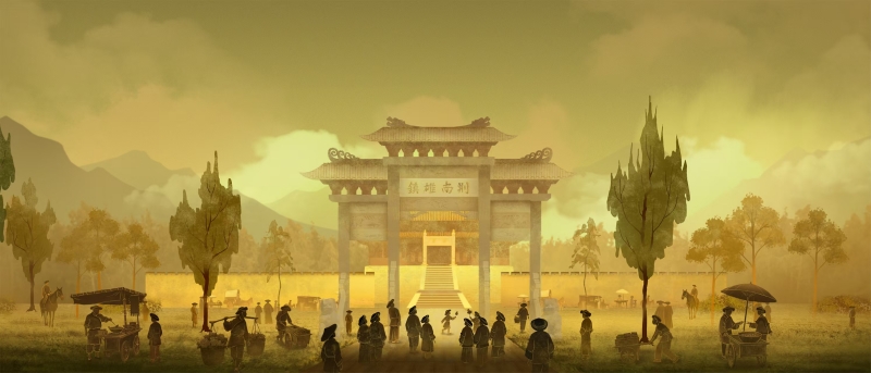 AI還原唐崖土司城昔日風貌。